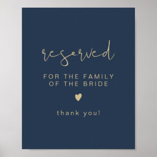 Póster CAITLIN Navy & Gold Reserved for Family of Bride 