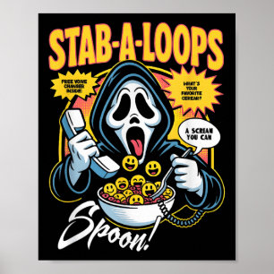 Póster Caja de Cereal de Terror Stab-a-loops Halloween 