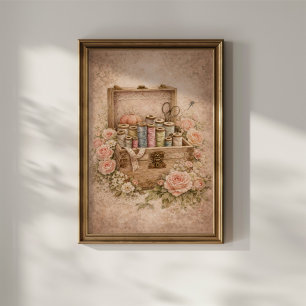 Póster Caja de costura antigua
