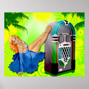 Póster Caja de jugo de vintage