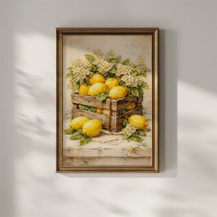 Póster Caja de limones vintage