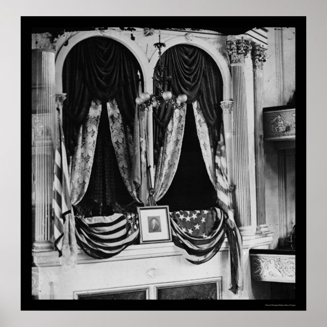 Póster Caja de Lincoln en el Ford Theater 1865 (Frente)