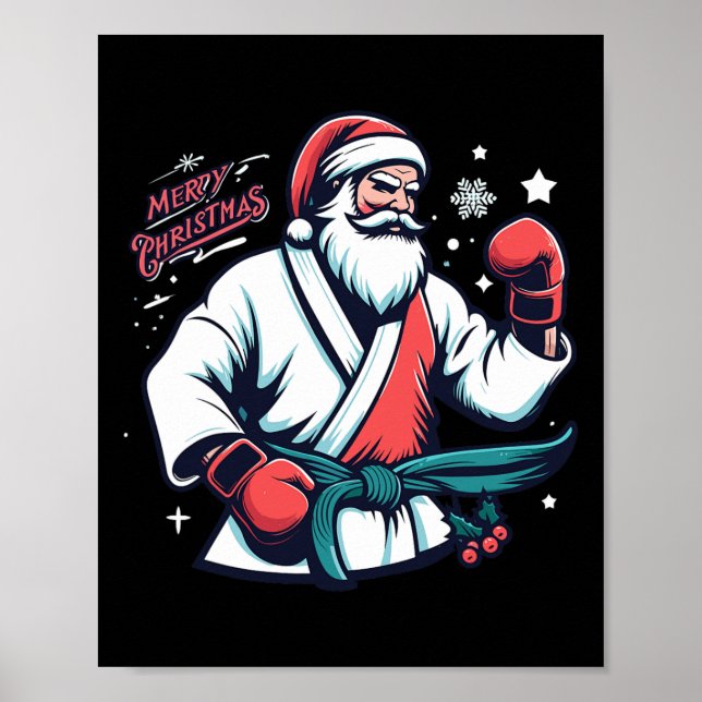 Póster Caja de Navidad Santa Boxeador Amante del Boxeo Ki (Frente)