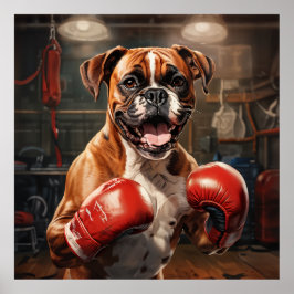 Póster Caja de práctica de perros Boxer en la cosecha de