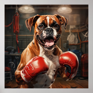 Póster Caja de práctica de perros Boxer en la cosecha de 