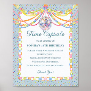 Póster Caja de recuerdos de cumpleaños con confeti Blue C