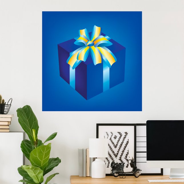 Póster Caja de regalo azul con cinta amarilla y Aqua (Subido por el creador)