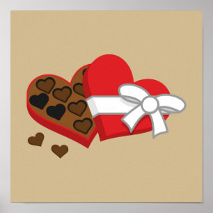 Póster Caja de regalo de chocolate para el corazón - El d