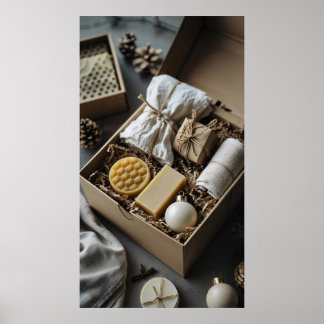 Póster caja de regalo ecológica jabones hechos a mano, en