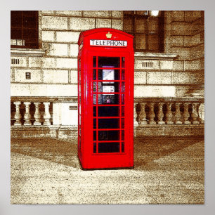 Póster Caja de teléfono de Londres (efecto de borde poste