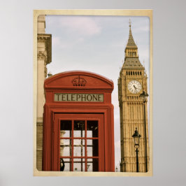 Póster Caja de teléfono y Torre del Big Ben