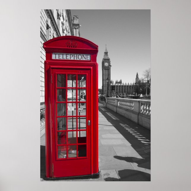 Póster Caja del teléfono rojo Big Ben