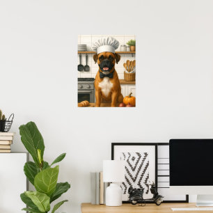 Póster Caja Divertida de Chef Boxer en la Cocina para Coc