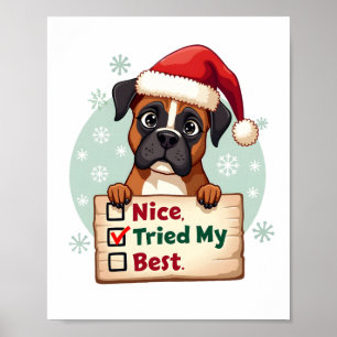Póster Caja linda perro Boxer Perro Navidad Agradable Me 