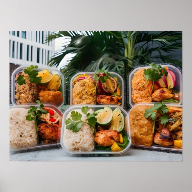 Póster Cajas de almuerzo tailandesas modernas (Frente)