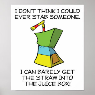 Póster Cajas de jugo apuñaladas Poster gracioso