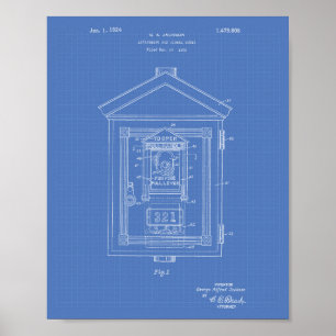 Póster Cajas de señalización 1924 Patent Art - Blueprint