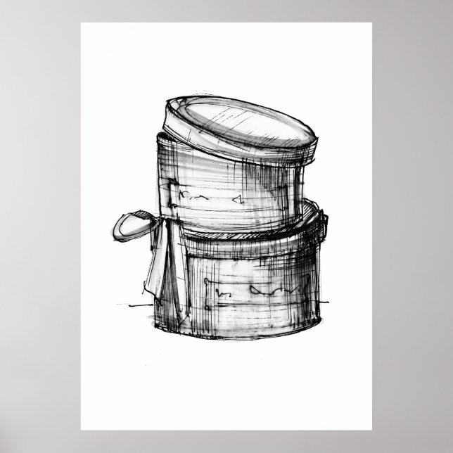 Póster Cajas de sombreros Boceto de moda (Frente)