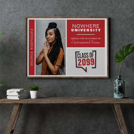 Póster Cajas rojas y cartel de graduación de foto