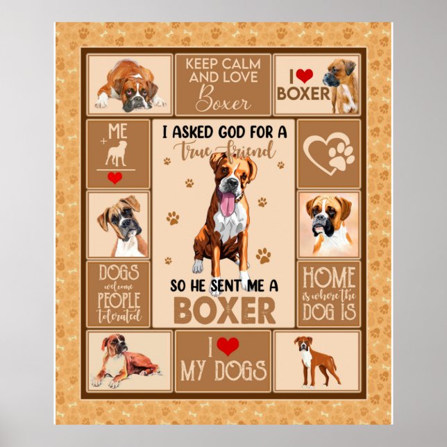 Póster Cajeta de perro de Boxer personalizada (Frente)
