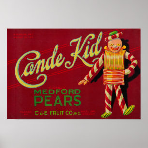 Póster Cajón LabelMedford de la pera del niño de Cande,