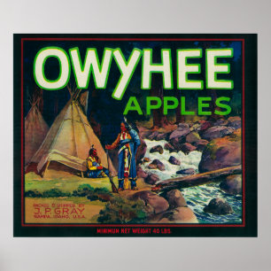 Póster Cajón LabelNampa, identificación de Owyhee Apple