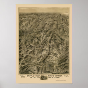 Póster Cala del lisiado, mapa panorámico del CO - 1895