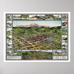 Póster Cala del lisiado, mapa panorámico del CO - 1896