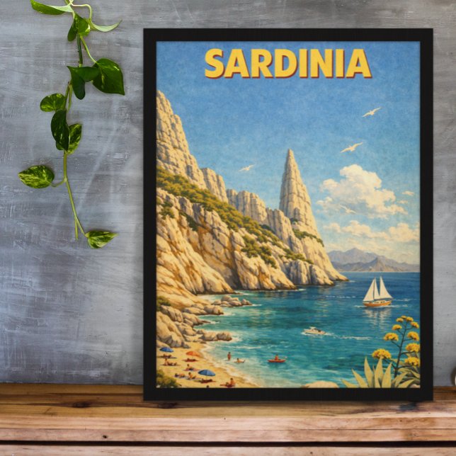 Póster Cala Goloritzé Viajes Vintage Cerdeña (Vintage Sardinia Travel Cala Goloritzé Poster)