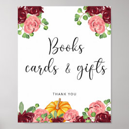 Póster Calabaza acuarela libros de flores tarjetas y rega