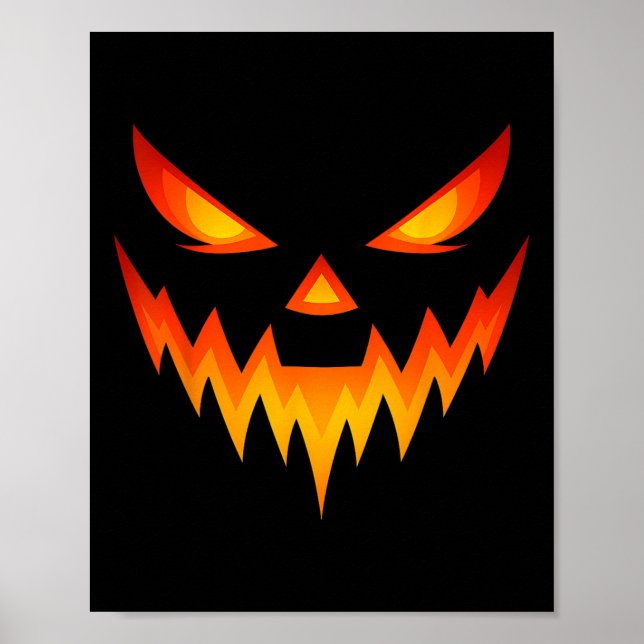 Póster Calabaza asustada Jack O Lantern Face Halloween Co (Frente)