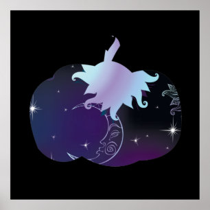 Póster Calabaza azul oscuro