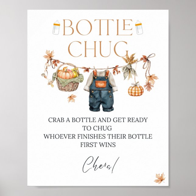 Póster Calabaza Baby Shower Chug Bottle (Frente)