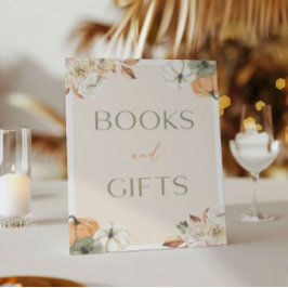 Póster Calabaza Baby Shower Libros Y Regalos Rótulo