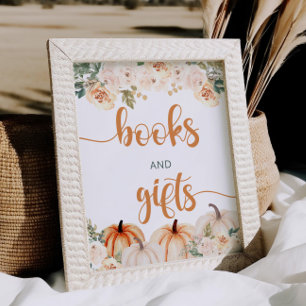 Póster Calabaza Baby Shower Libros Y Regalos Rótulo