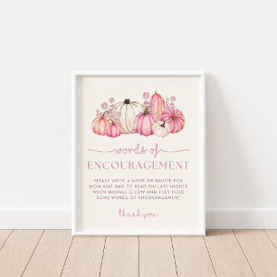Póster Calabaza Baby Shower Palabras de Rótulo de aliento