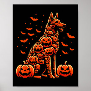Póster Calabaza belga malinois Jack O Lantern Halloween