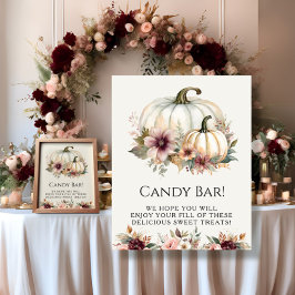 Póster Calabaza blanca Borgoña Caída Floral Candy Bar Rót