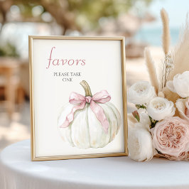 Póster Calabaza blanca de color rosa favorece Baby Shower