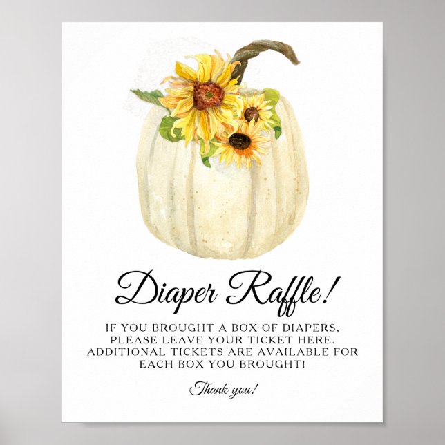 Póster Calabaza blanca floral de girasol Lápiz de bebé Di (Frente)