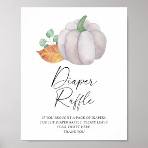 Póster Calabaza blanca - poster de rifa de pañales