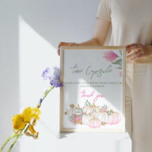 Póster Calabaza blanca rosa dorada Cápsula de tiempo para