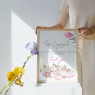 Póster Calabaza blanca rosa dorada Pequeña Cápsula del ti