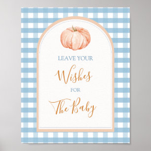 Póster Calabaza Boho Blue Gingham quiere bebé