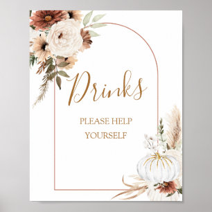 Póster Calabaza Boho Rústico Cae Enamorado Bebe Rótulo