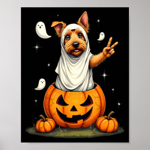 Póster Calabaza Boo Fantasma Perro Terrier Escocés Hallow