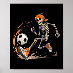 Póster Calabaza Cabeza de Jugador de Fútbol Esqueleto Div