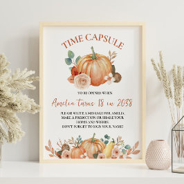 Póster Calabaza Caída Cumpleaños Fiesta Hora Cápsula Rótu