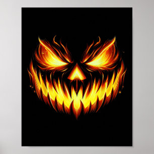 Póster Calabaza Cara de Halloween Jack O Lantern Tallada 