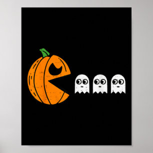 Póster Calabaza Comer Ghost Gamer Halloween Gaming Boys T